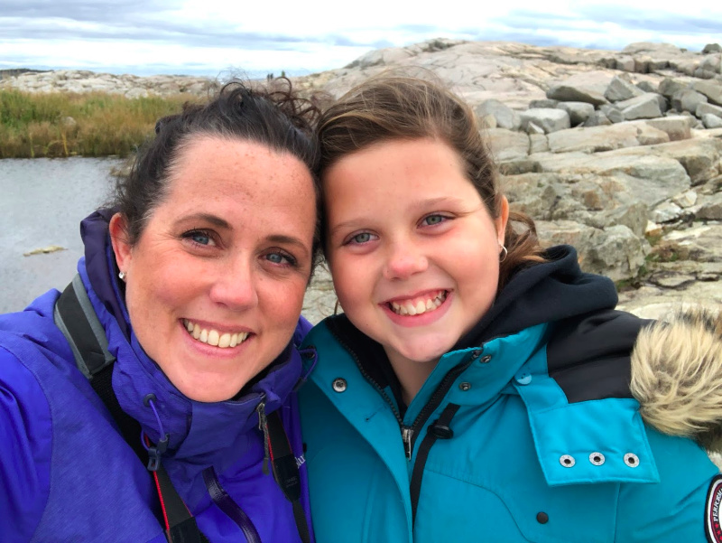 Lucy Barker and Helen Earley at Peggy's Cove Lighthouse, Halifax Nova Scotia
