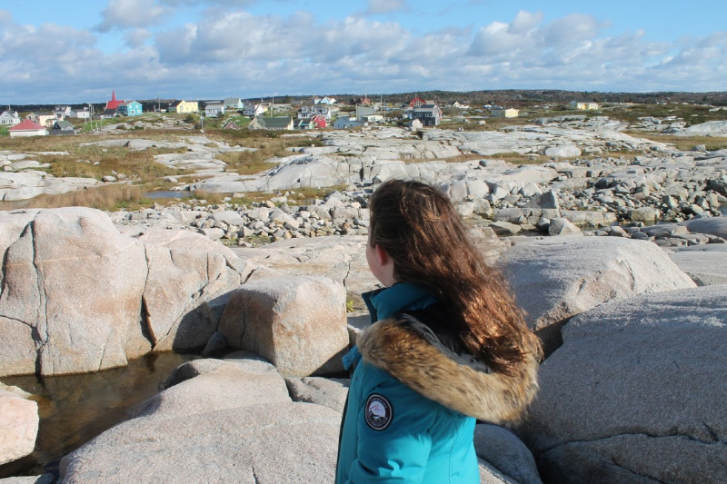 Looking toward the village of Peggy's Cove by Helen Earley
