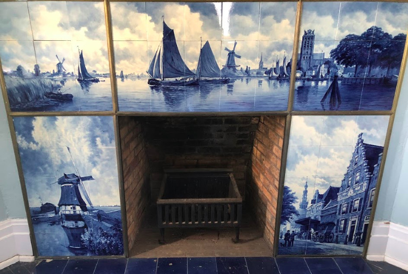 Incredible Delft Blue tiles inside Covenhoven: one of many unexpected treasures on Minister's Island/photo credit: Helen Earley