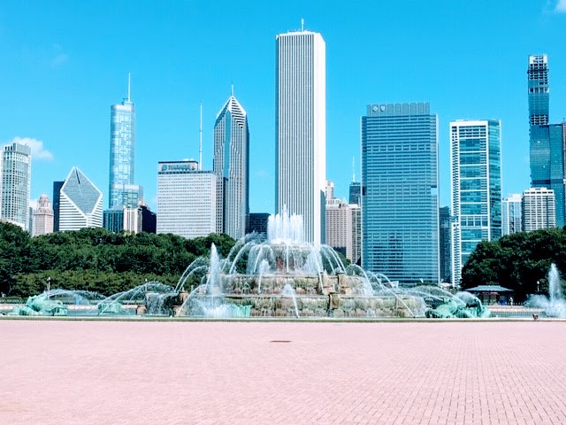 Chicago - O horizonte da cidade e a linda Fonte de Buckingham. Foto Denise Davy