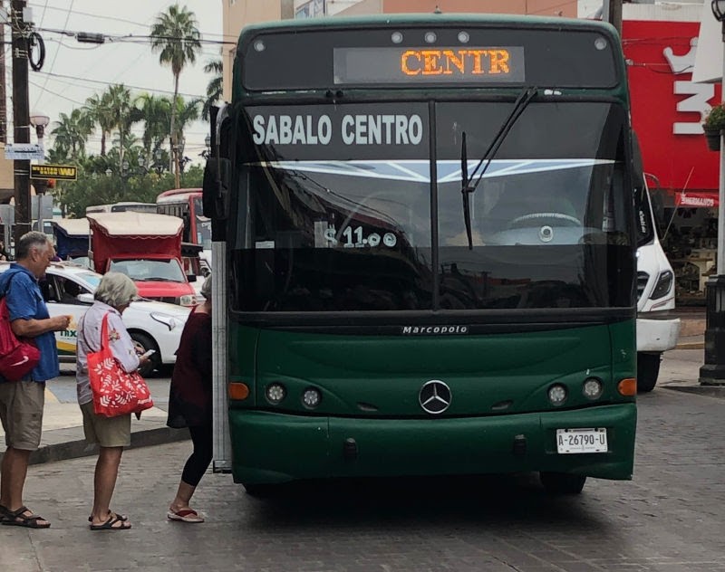Sabalo Centre green bus in Mazatlan how to get around by Helen Earley