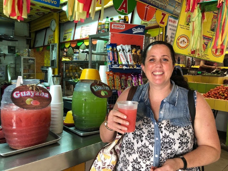 Drinking juice in Mazatlan Mexico