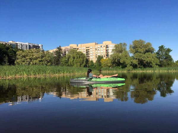 The Authors daughter paddling Bronte Creek. Photo Denise Davy