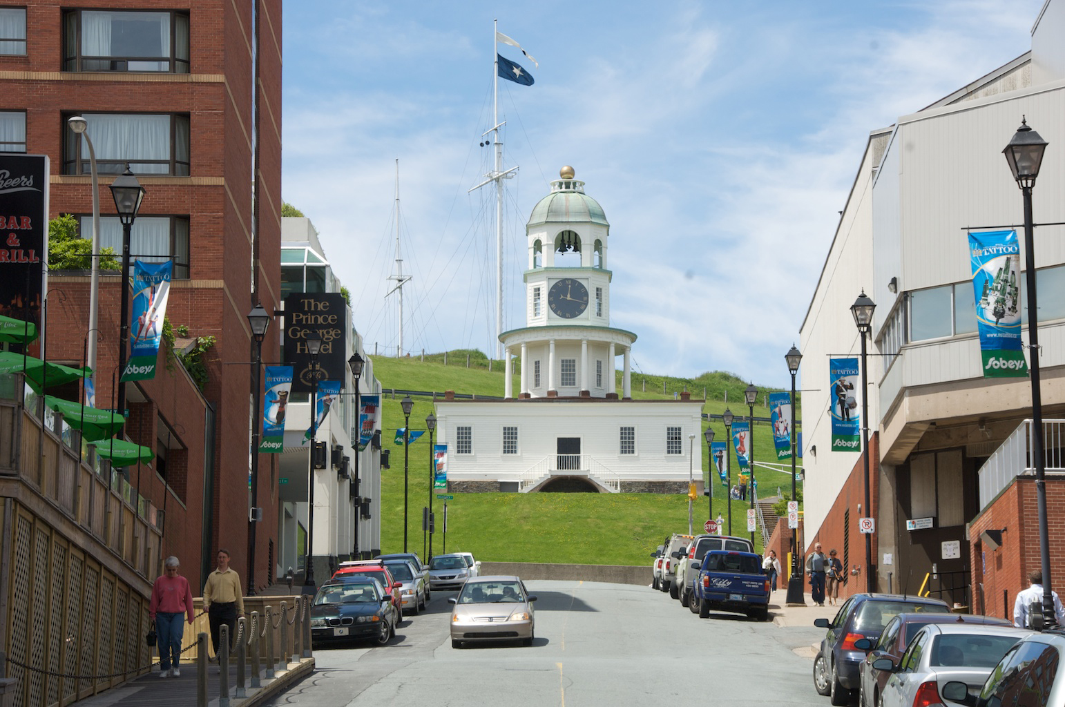 Halifax town clock at the base of Citadel Hill, Prince George Hotel 