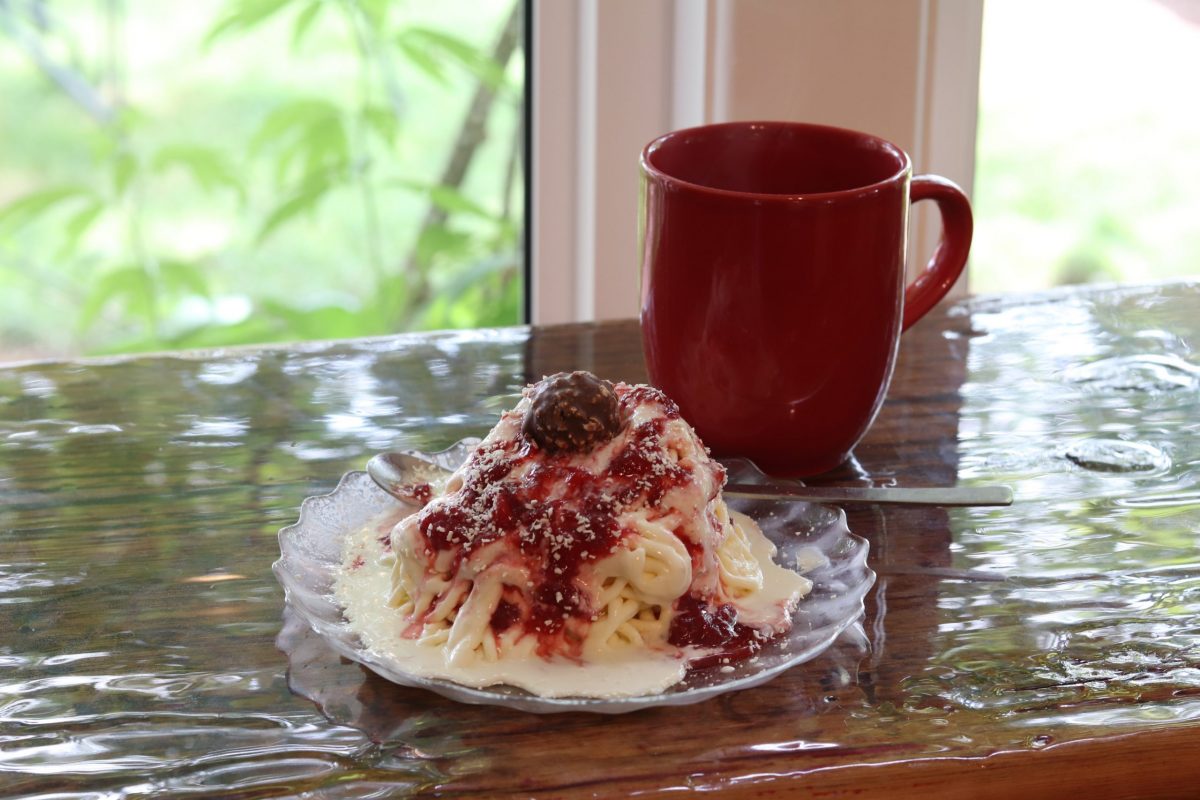 Spaghetti-Eisbecher bei Holman's Ice Cream Parlor in Summerside Prince Edward Island