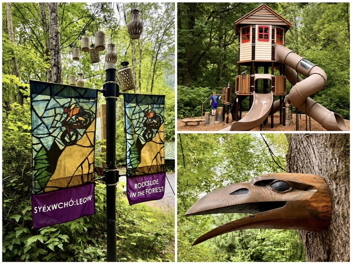 Playground and Indigenous Artwork at Syéxw Chó:leqw Adventure Park