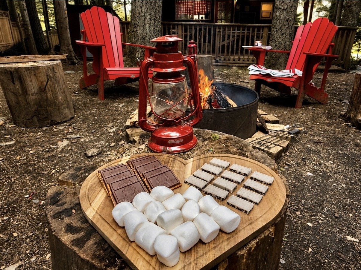 S'mores and Campfire at the Magic Mushroom Cabin